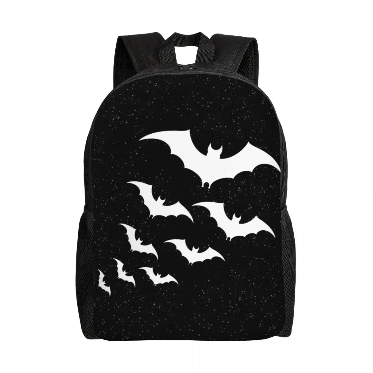 

Custom Bats In The Night Backpacks for Women Men Water Resistant School College Halloween Goth Occult Witch Bag Printing Bookbag