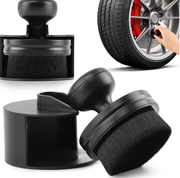 1PC Handheld Portable Tire Shine Applicator Brush with High Density for Car Use Includes Convenient Holder