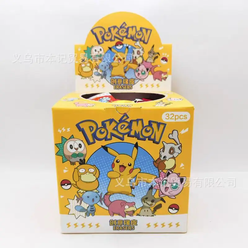 6/32Pcs Pokemon Pikachu Mystery Eraser Blind Bags Surprise Collectible Erasers Cute Cartoon Stationery for Student Prizes toy
