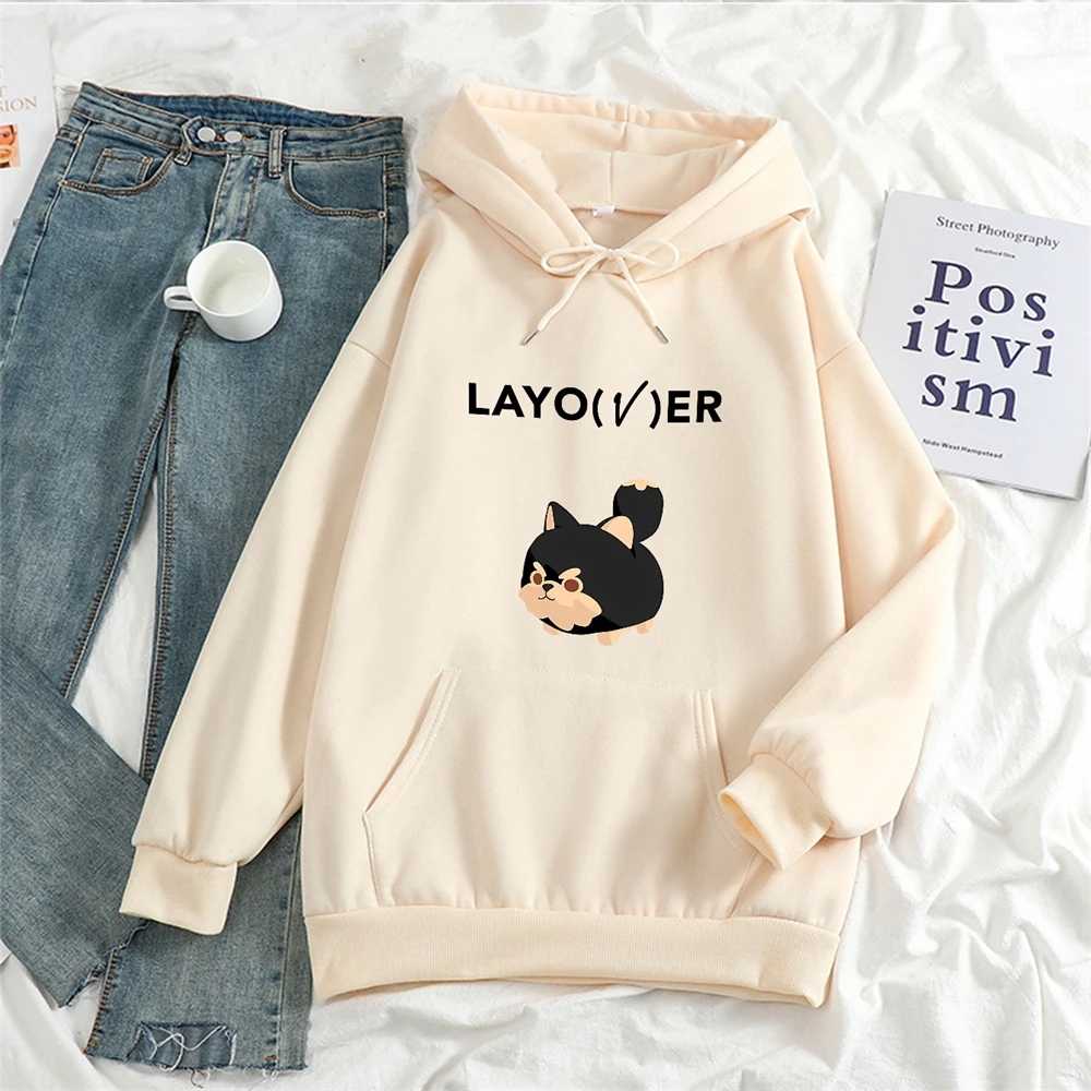 KPOP V Album LAYOVER Fashion Hoodie Kim Tae Hyung Cute Letter Printed Loose Hooded Sweatshirts Unisex Cartoon Pullover Fans Gift