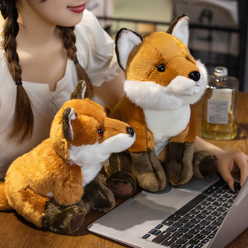 

1Pcs 17/23/30cm Cute Simulation Fox Plush Toy Kawaii Stuffed Animals Lovely Lifelike Plushies Fox Soft Kids Toys Gifts HomeDecor