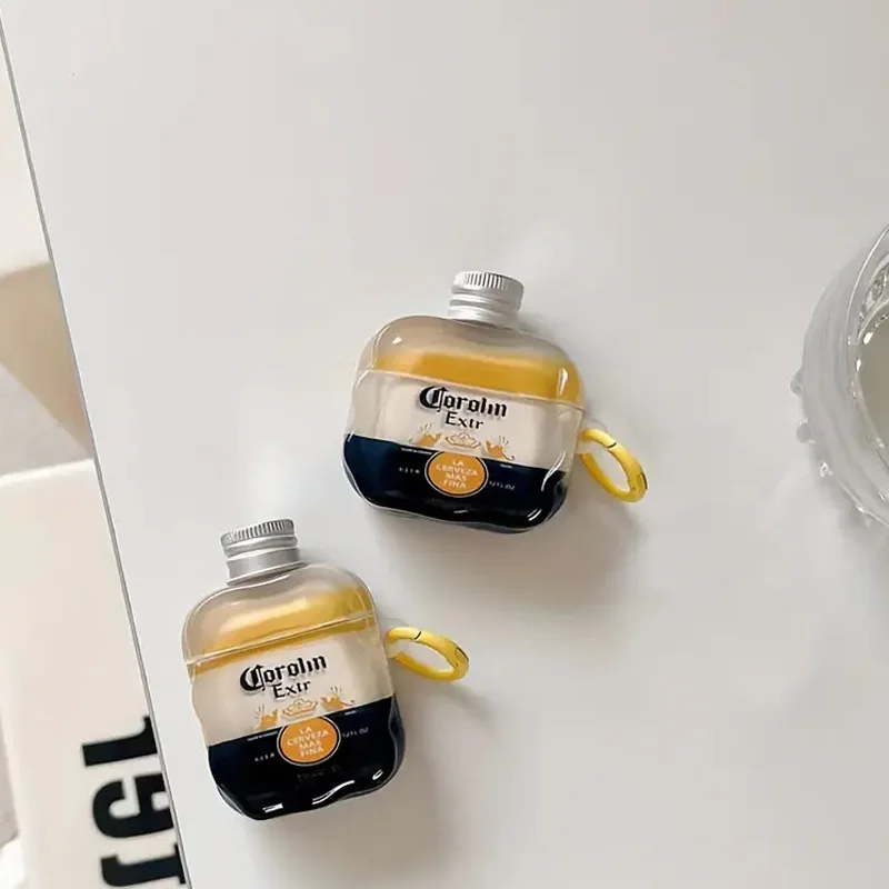 Suitable for AirPods 1/2 Pro/Pro 2 Wave Edge 3D Bottle Cap Pattern Bluetooth Earphone Case with Hook