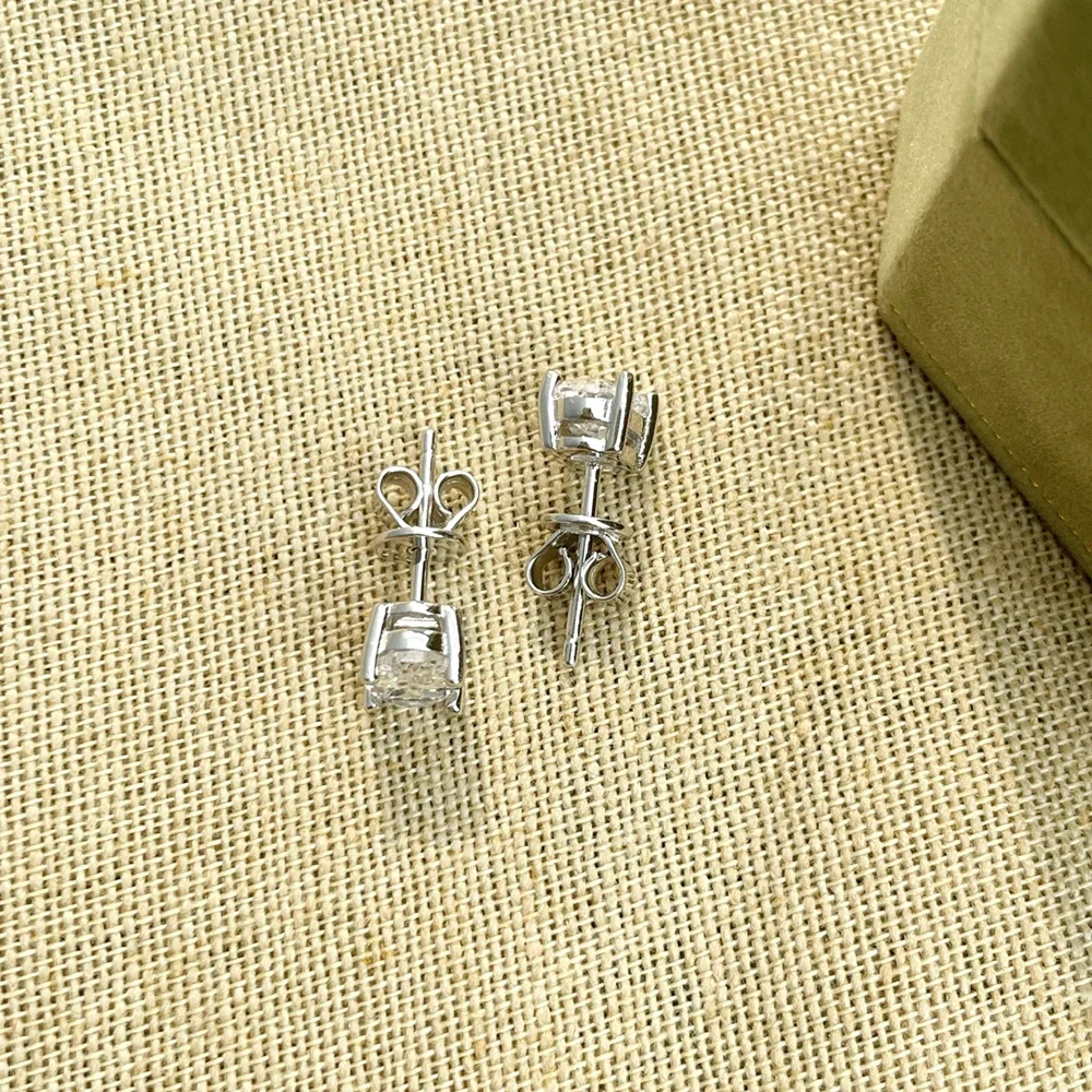 1-2CT البيضاوي مويسانيتي وأقراط للنساء الرجال S925 فضة D اللون سوليتير الماس الأذن ترصيع مع شهادة GRA #3