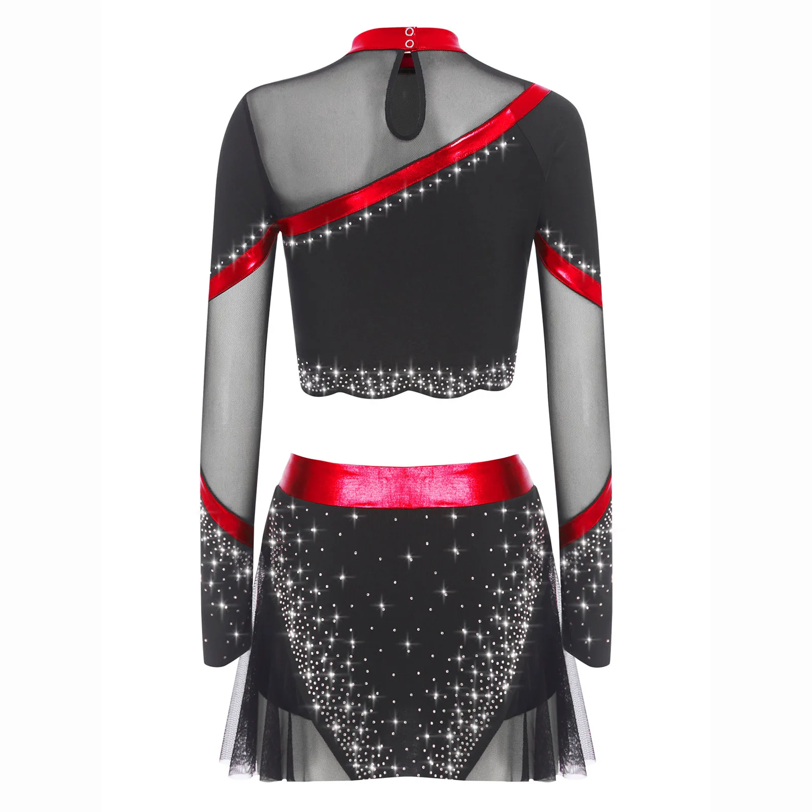 Trajes de animadora para mujer, uniformes de porristas, disfraz de Cosplay, Top corto de manga larga y minifalda plisada, vestidos de actuación