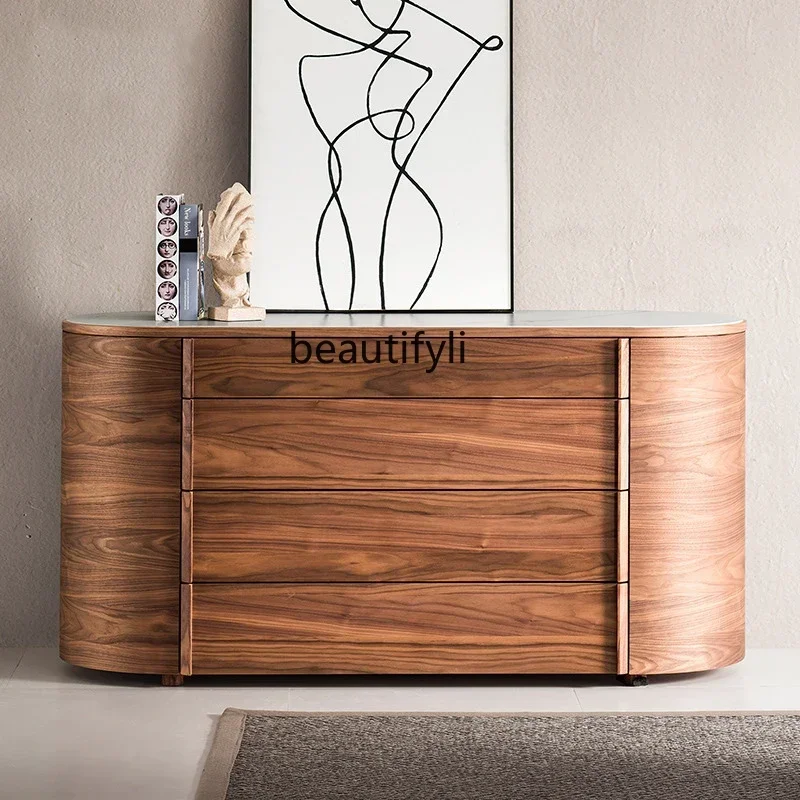 

Italian black walnut chest, porch cabinet, rock slab bedroom drawer lockerA4567