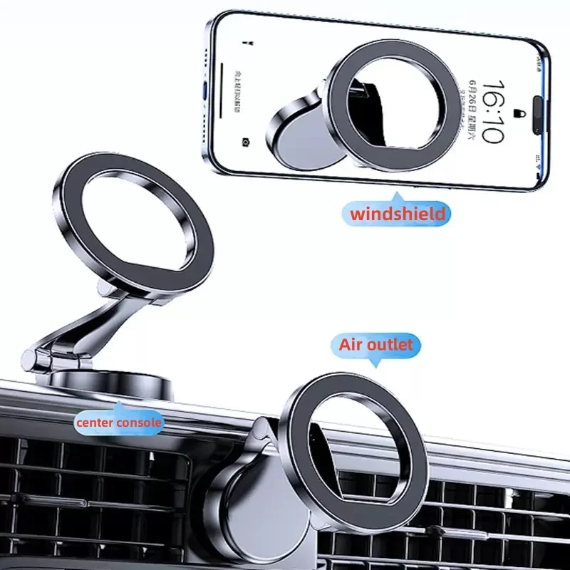 Carro magnético forte do suporte do telefone celular 360 °   Suporte giratório ajustável traseiro adesivo Magsafe para IPhone 15 Samsung Xiaomi Universal