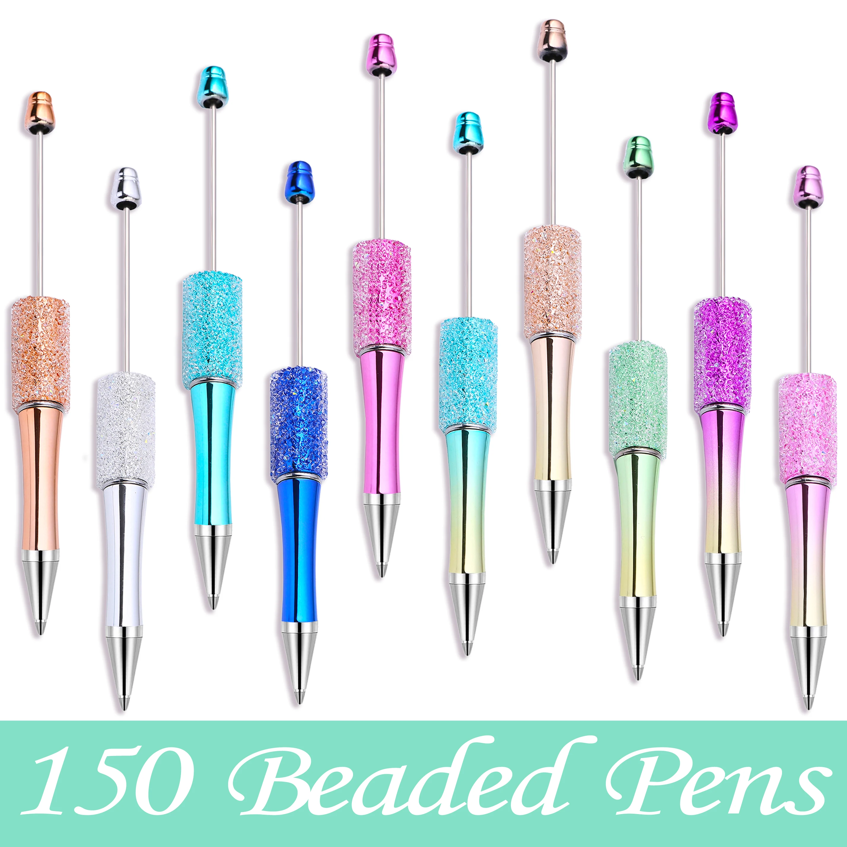 150PCS Wholesale Full Star Beaded Pen Creative DIY Handmade Sticker Set Diamond Beaded Ballpoint Pens