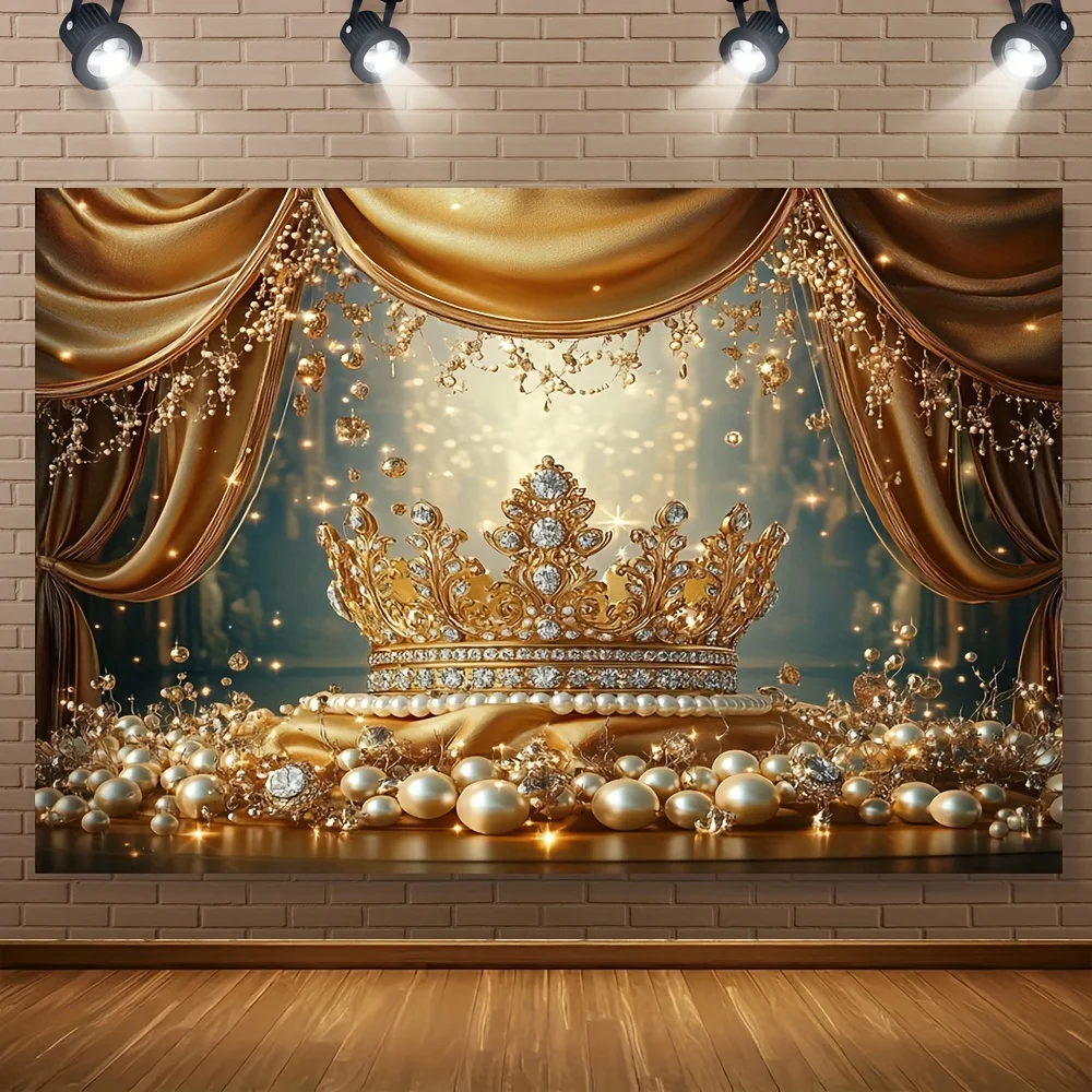 1 luxury royal crown party background - gold and crystal design, sparkling scattered lights, suitable for holiday decoration