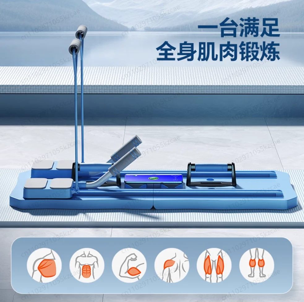 Abdominal Exercise Board Fitness Board with Mat Pilates Reformer Set Automatic Rebound Multifunctional for Men Women home Gym