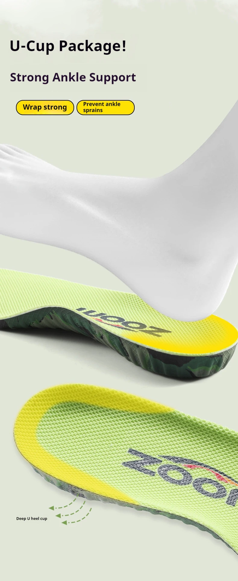 Neue, hochelastische, stoßdämpfende Einlegesohlen, atmungsaktiv, rutschfest, für Sport, mit Fußgewölbestütze, orthopädische Schuhpolster, 1 Paar. – Detail 6