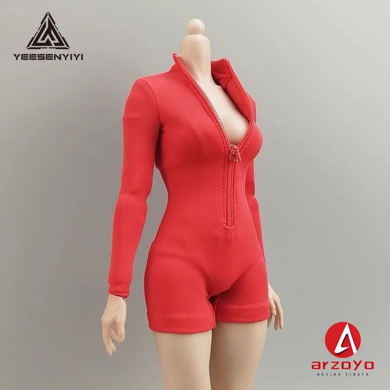 DG065 1/6 High Neck Long Sleeves Jumpsuit Shorts Sexy Tights Clothes Model Fit 12'' BJD Female Soldier Action Figure Body