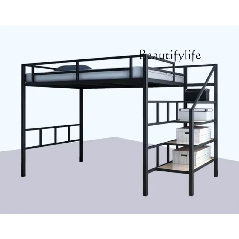 X36 Loft Bed Space Saving Bed Empty Under The Adult Two-layer Bed Wrought Iron Nordic Hammock