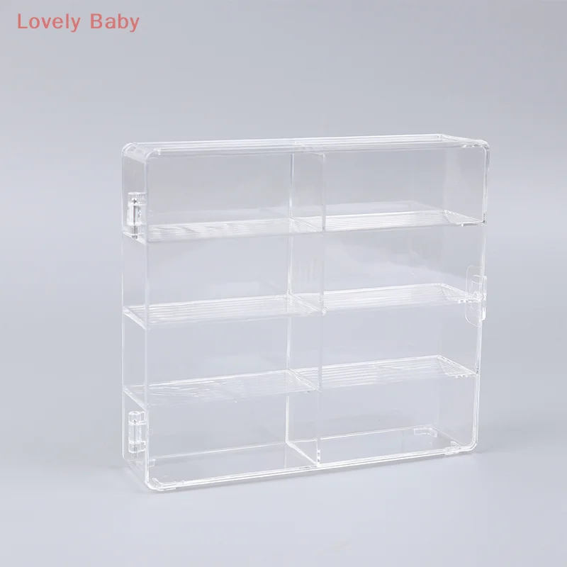 【BBS】 Caja de almacenamiento de modelo de coche a escala 1:64, estante de exhibición transparente con 8 ranuras, contenedor de almacenamiento a prueba de polvo para coche de juguete para colección de juguetes