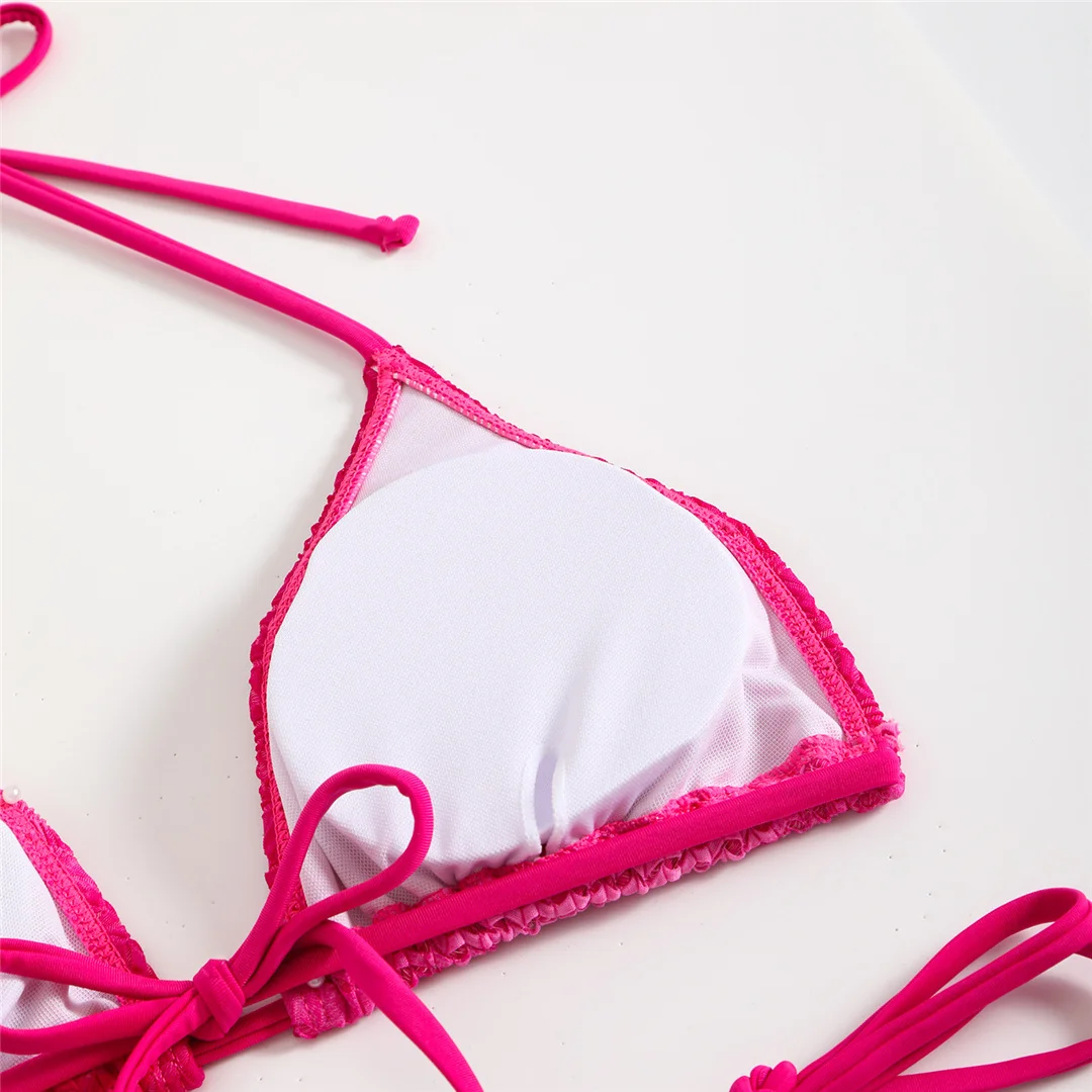 3-teiliger Bikini mit Rock, Neckholder und hohem Beinausschnitt, Damen-Badeanzug, dreiteiliges Bikini-Set, Damen-Bademode, Badeanzug, Schwimmanzug V6506 – Detail 11