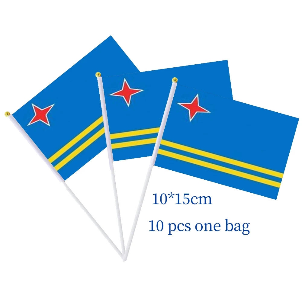 Flagnshow 100% полиэстер 10 шт. 10*15 см Aruba Ручные размахивающие флаги
