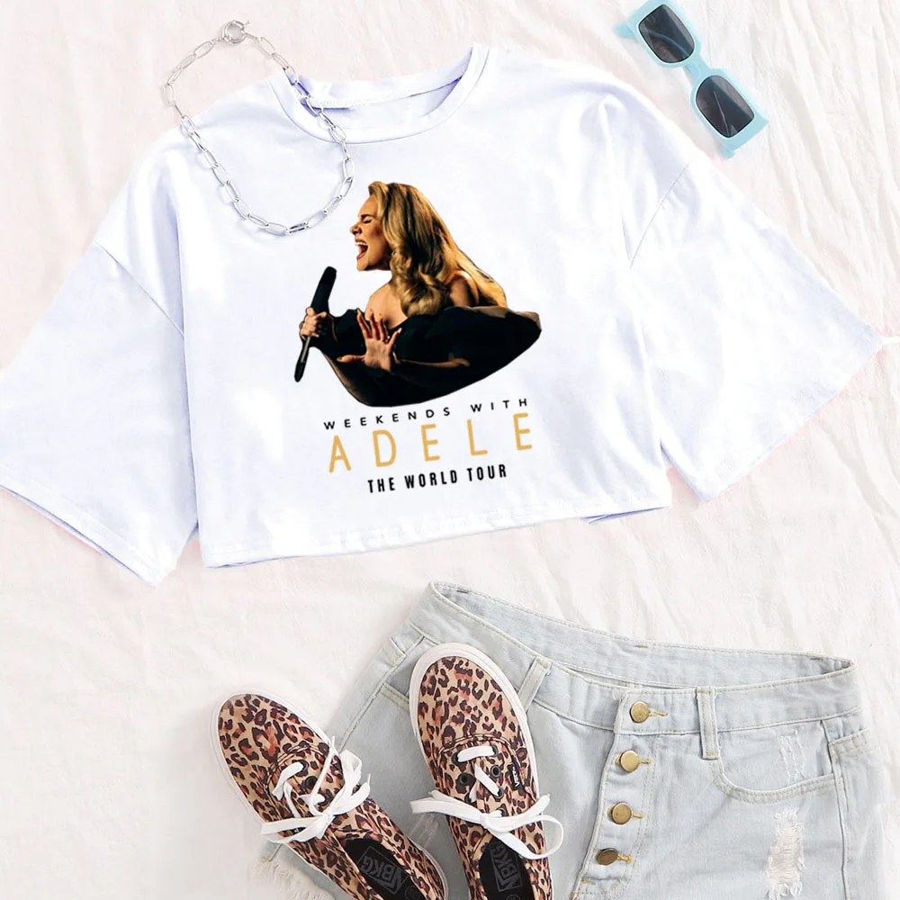 Weekends With Adele The World Tour 2024 Shirt Women Crop Tops O-Neck Short Sleeves Fans Gift T-shirt