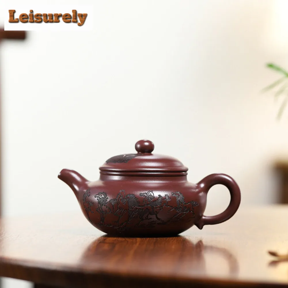 

250ml Authentic Yixing Purple Clay Teapot Handmade Eight Chun Map Tea Pot Beauty Tea Infuser Kettle Chinese Raw Ore Zisha TeaSet