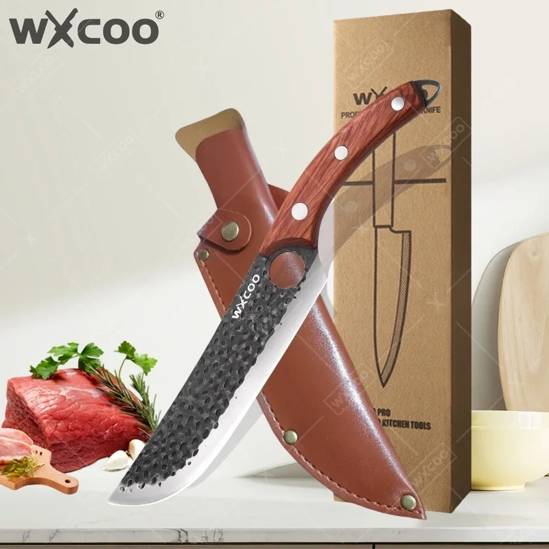 WXCOO Multifunktionales Ausbeinmesser Küchenmesser Handgeschmiedet mit Holzgriff Perfekt zum Schneiden von Obst und Gemüse
