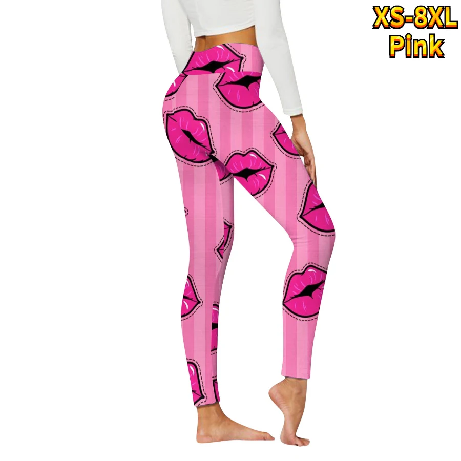 Women\'s Basic Love Diagrame Printed Yoga Pants Elastic Yoga Leggings Gym Jogging Fitness Clothes Quick Dry Slim Pants XS-8XL