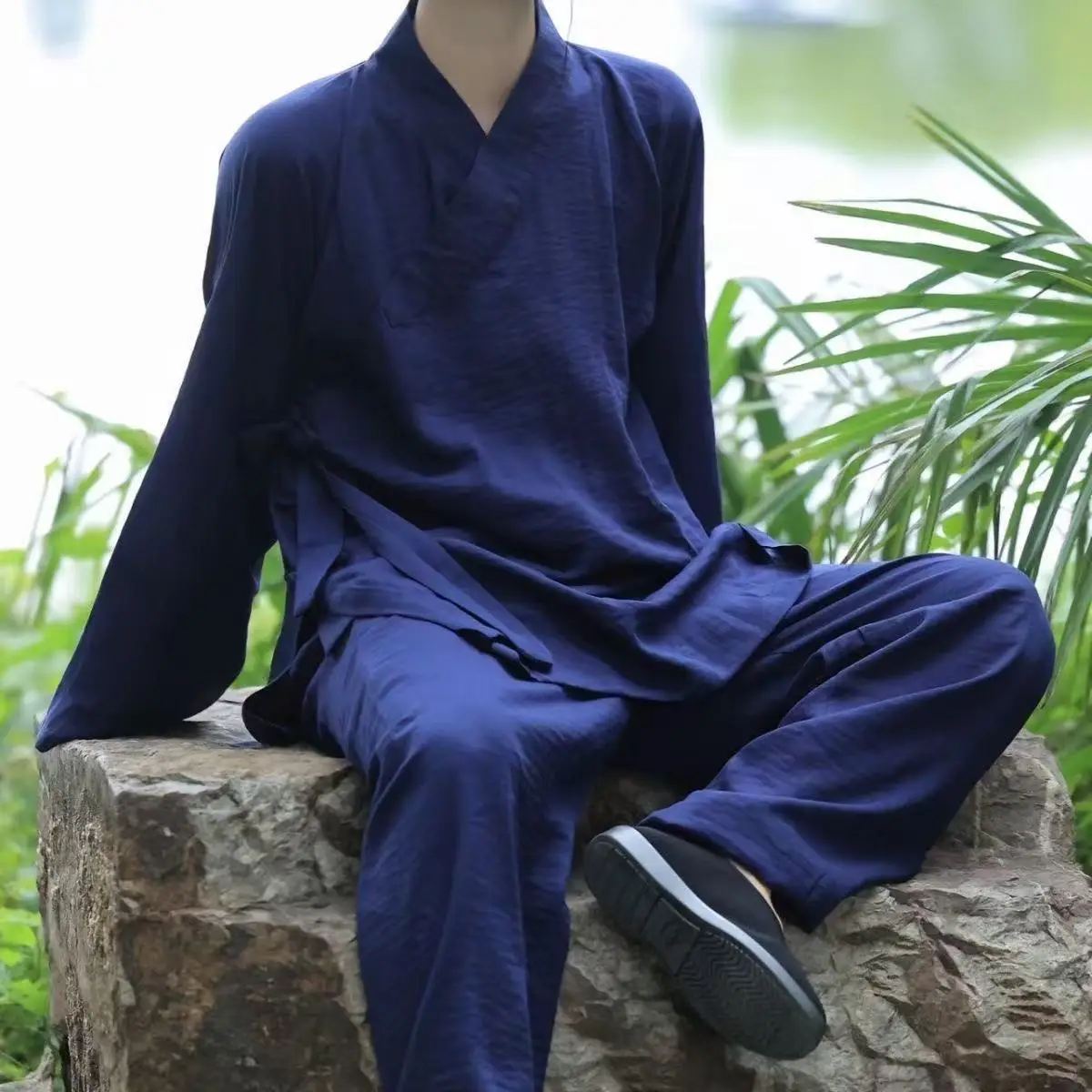 

Vintage Taoist Costume Men Women Traditional Dragon Tiger Mountain Temple Clothing Zen Meditation Tai Chi Practice Suit Male