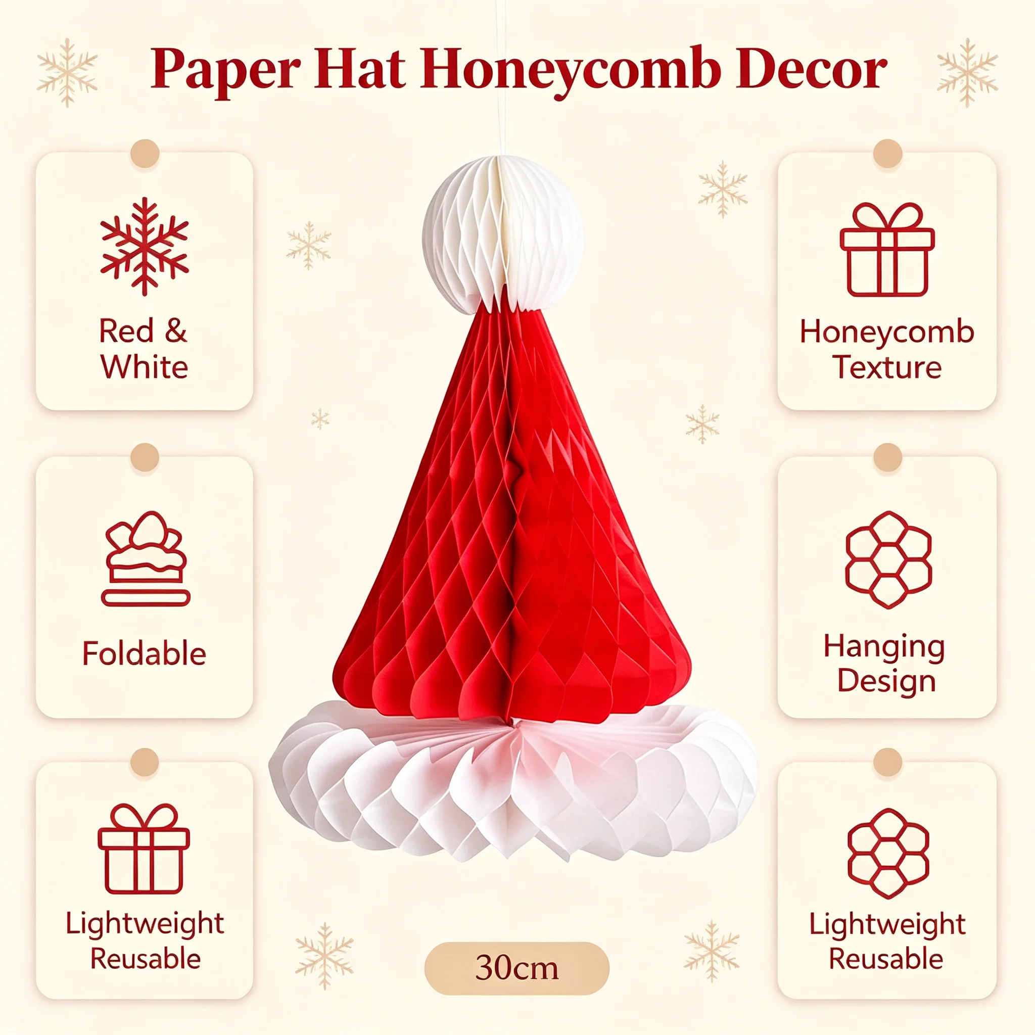 Christmas Honeycomb Hats,Christmas Decorations Paper Pendants