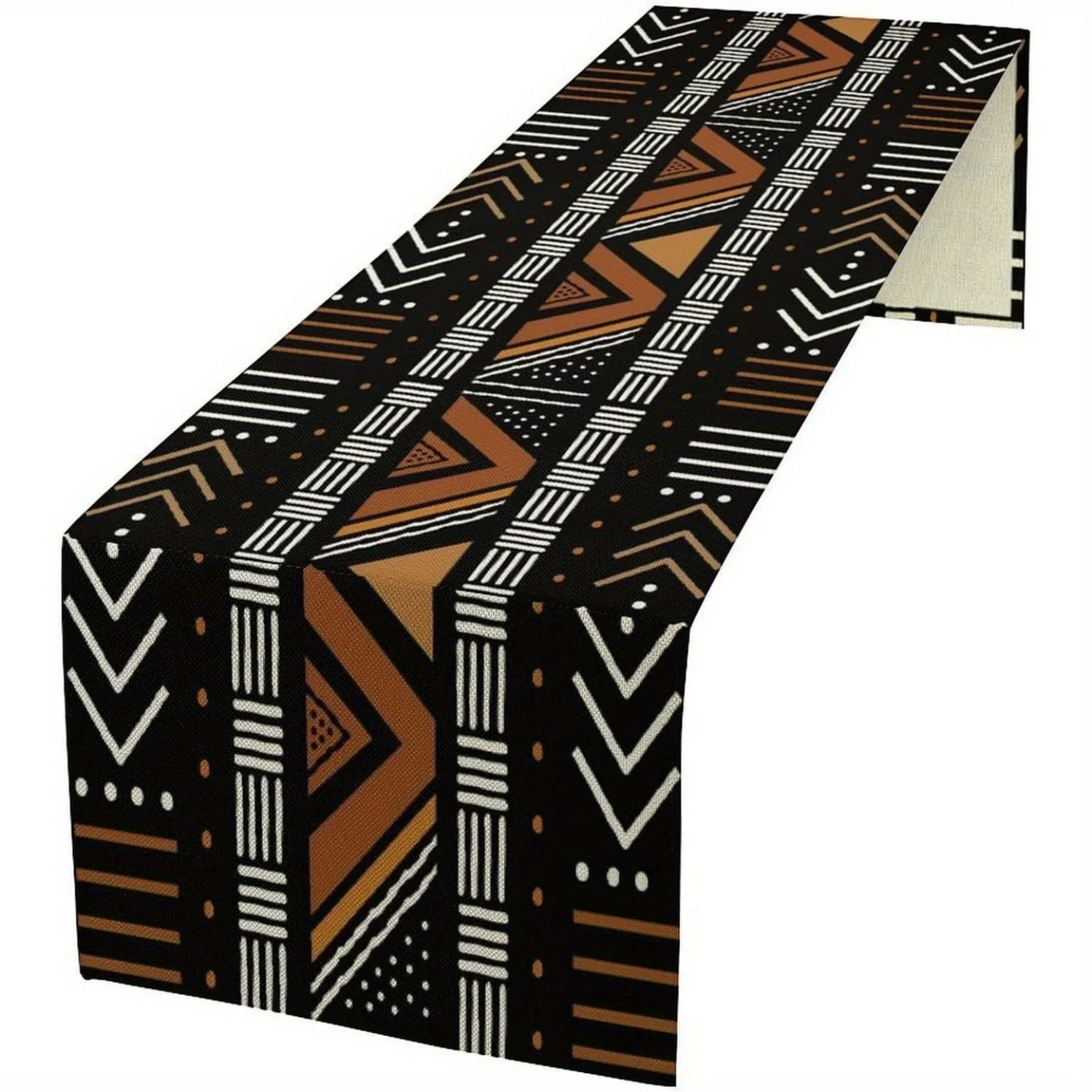 1 Stück afrikanischer geometrischer Stammes-Tischläufer – abstraktes traditionelles Muster, 100 % Polyester, afrikanische Heimdekoration