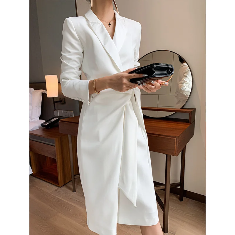 

KARFELY/Heavyweight Japanese Imported Triacetic Acid Dress Fashionable and Elegant Commuting Long Sleeve Waist Pulling Dress