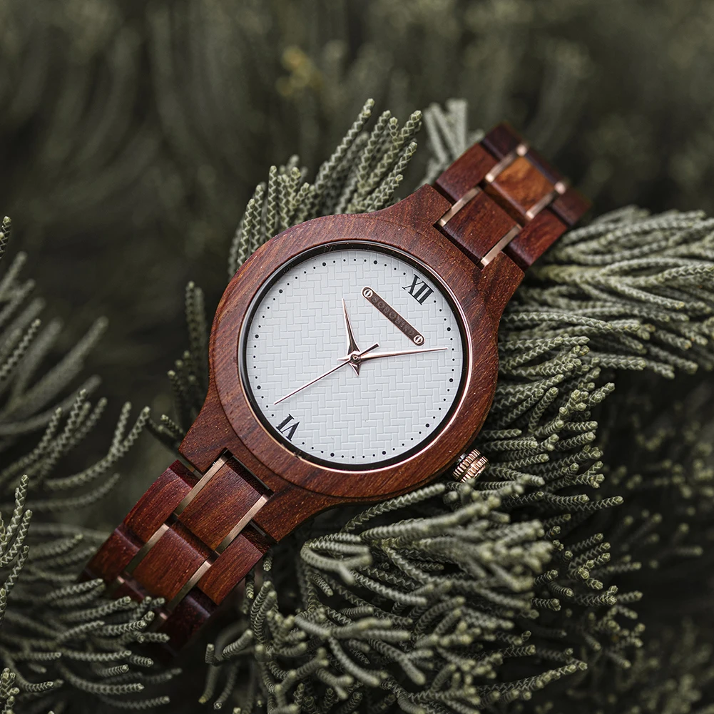BOBO BIRD Orologio da donna Orologio da polso con movimento al quarzo giapponese in legno di moda Orologio da polso di lusso in legno di sandalo rosso Confezione regalo Dropshipping