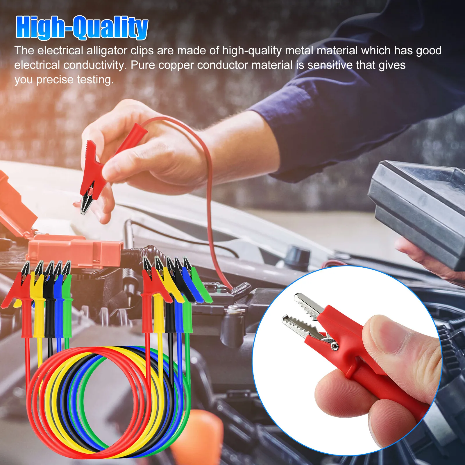 5Pcs Alligator Clips Electrical Test Leads Set for Electrical Testing  3.3ft Jumper Wires Cables 30V 15A Flexible Cable Wire