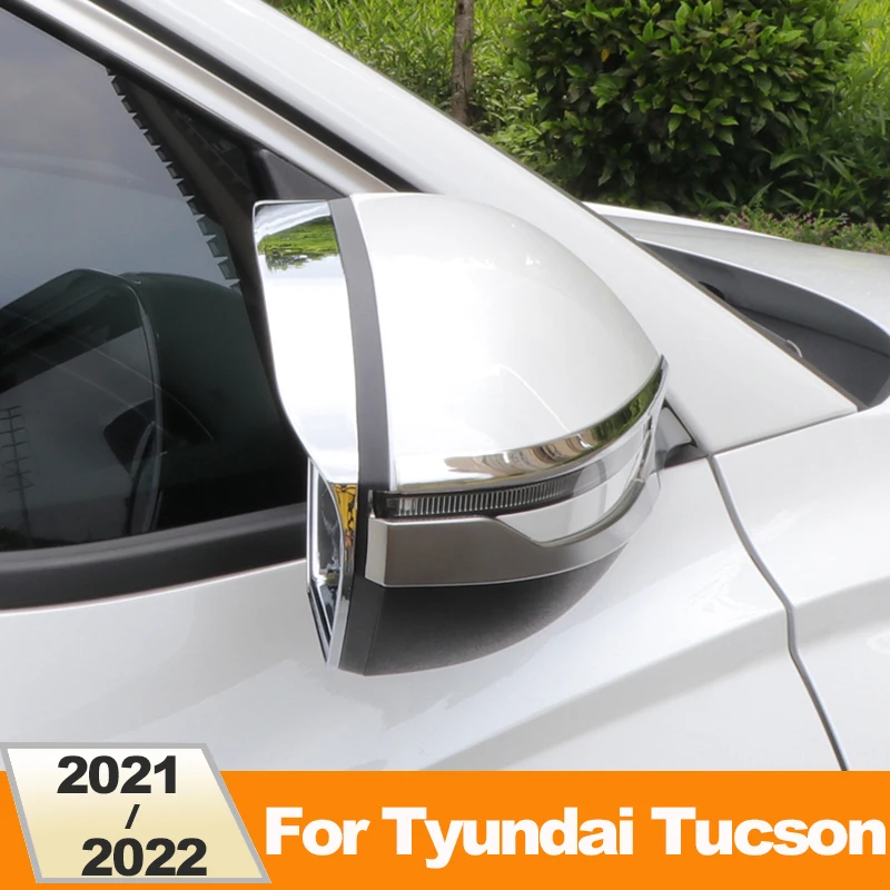 For Hyundai Tucson 2021 2022 2023 NX4 Hybrid ABS Plastic Car Rearview Mirror Eyebrow Cover Weather Shield Decoration Accessories