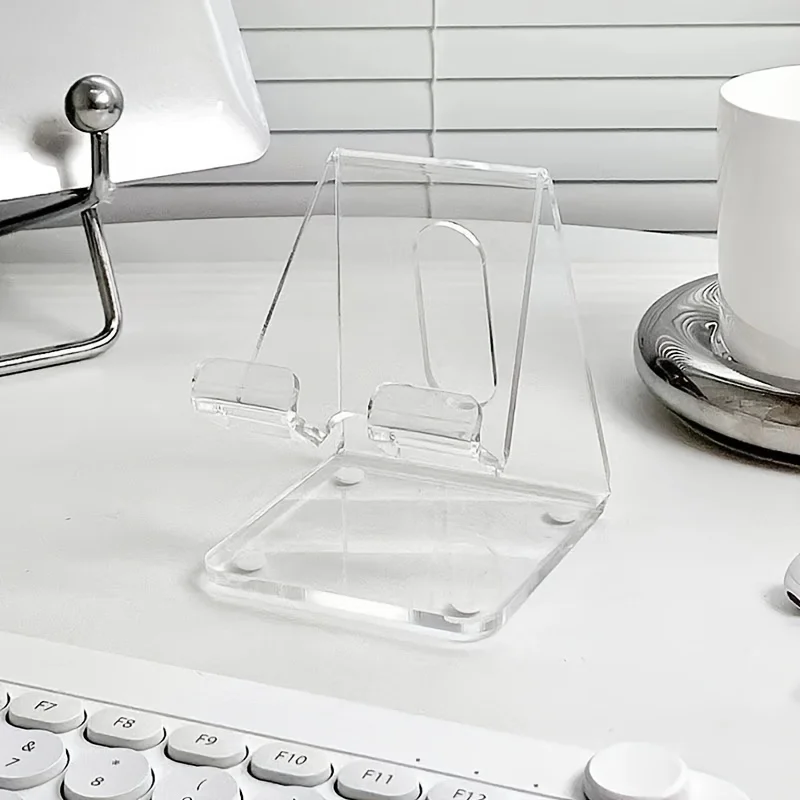 Simple Style Acrylic Transparent Desktop Mobile Tablet Holder, Dormitory Essential Creative Thickened Holder One Piece