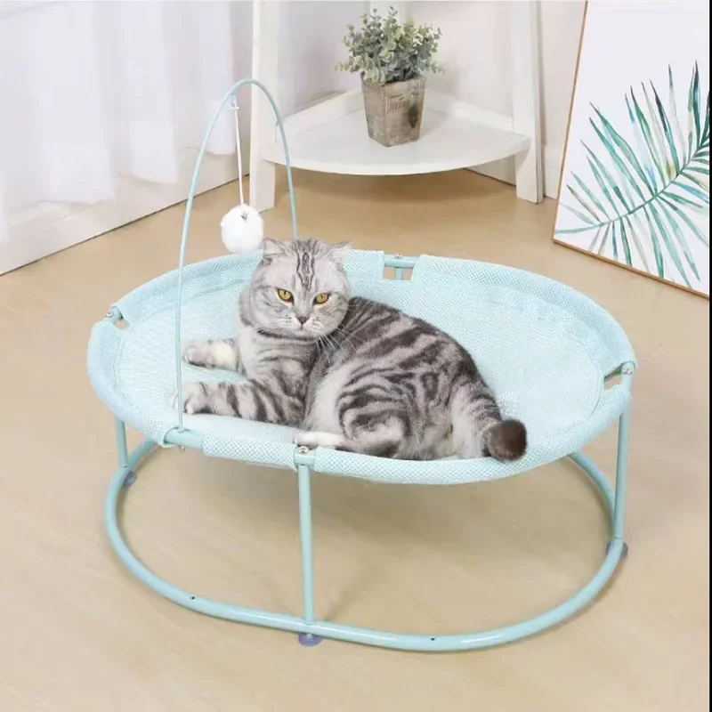 Round Cat Bed Pet Breathable Cat Nest Hammock Handmade Cat Chair with Toys Hammock Bed for Cats