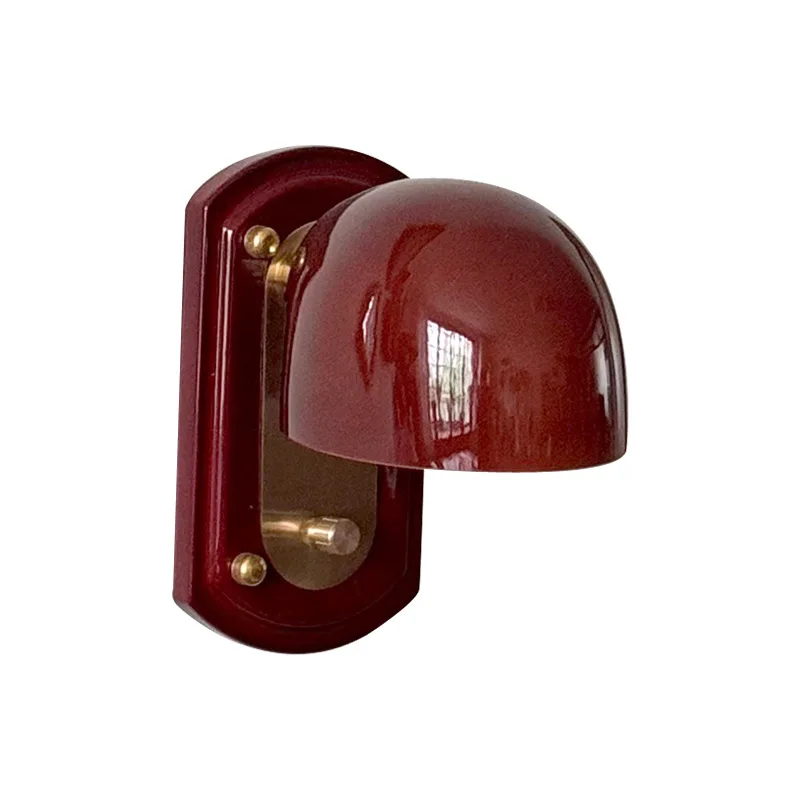 

French Vintage Iron Base Wall Lamps Tri-color Dimming Light Red Glass Lampshade Living Room Corridor Bedroom Restaurant Sconces