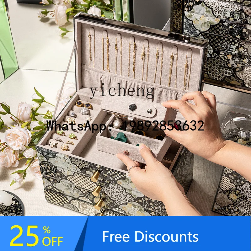 jewelry box high-grade exquisite large-capacity light luxury jewelry storage box living room decoration fairy garden