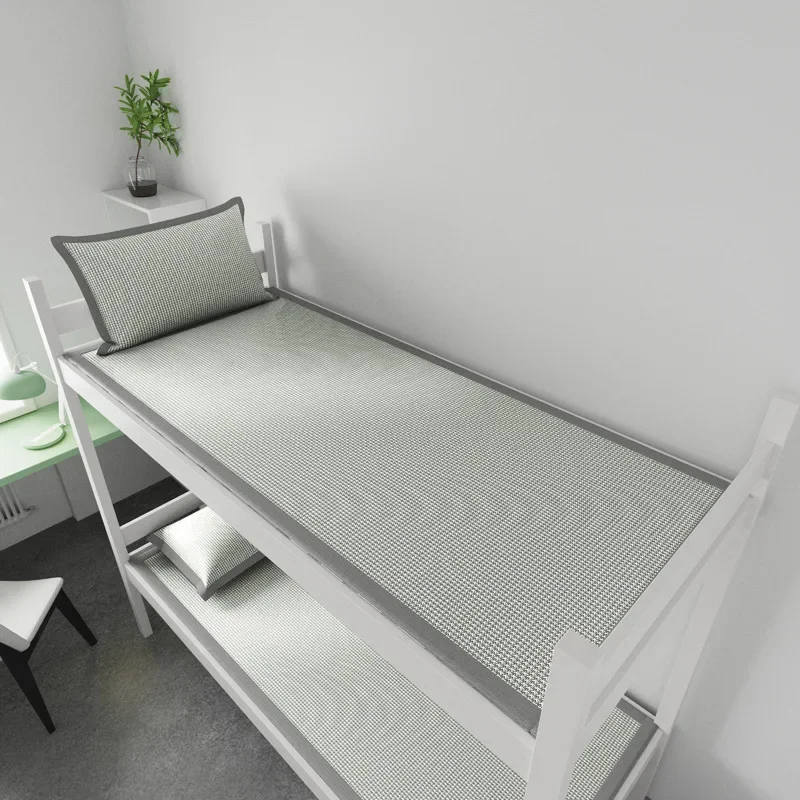 Ice Silk Cooling Mat Houndstooth Foldable Machine Washable Portable for Student Dorm Single Double Bed Air Conditioner Compact