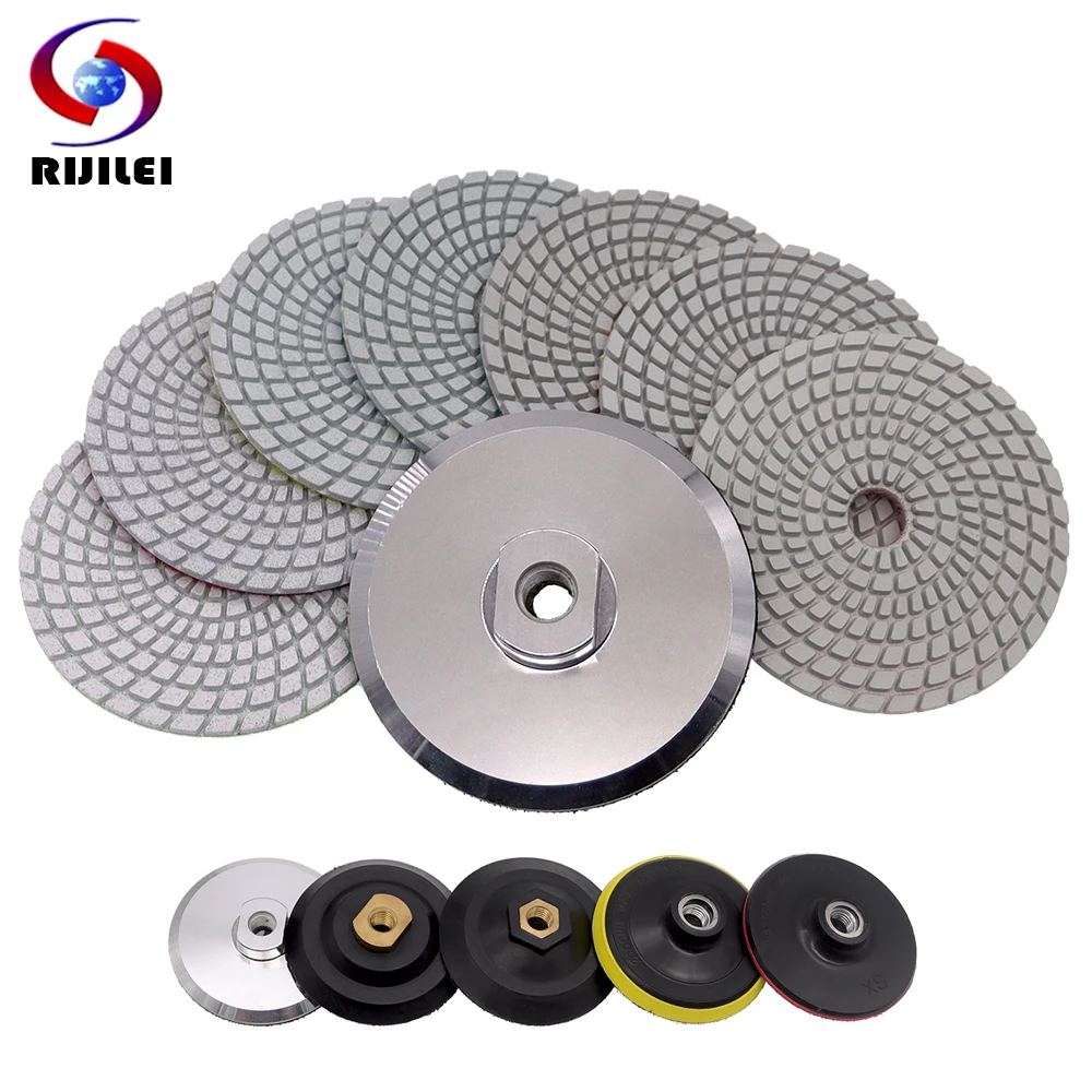 8 Pcs/Set 4 Inch Wet Polishing Pad Sharp 100mm Diamond Polishing Pads Marble Granite Stone Sanding Disc With M14 Backer Pad