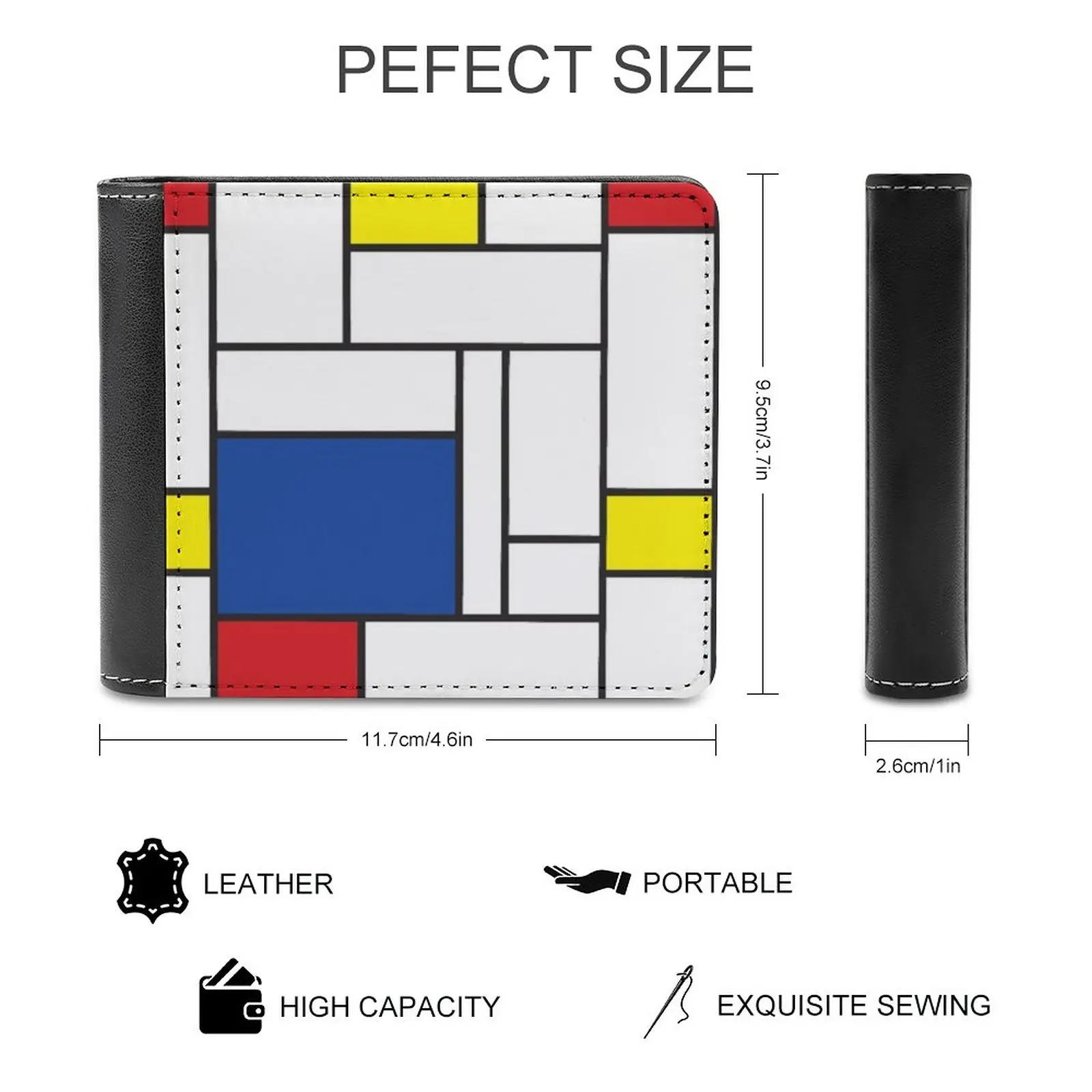 موندريان الحد الأدنى دي Stijl الفن الحديث Ii Fatfatin محفظة جلدية محفظة رجالية لتقوم بها بنفسك محفظة شخصية هدية عيد الأب #2