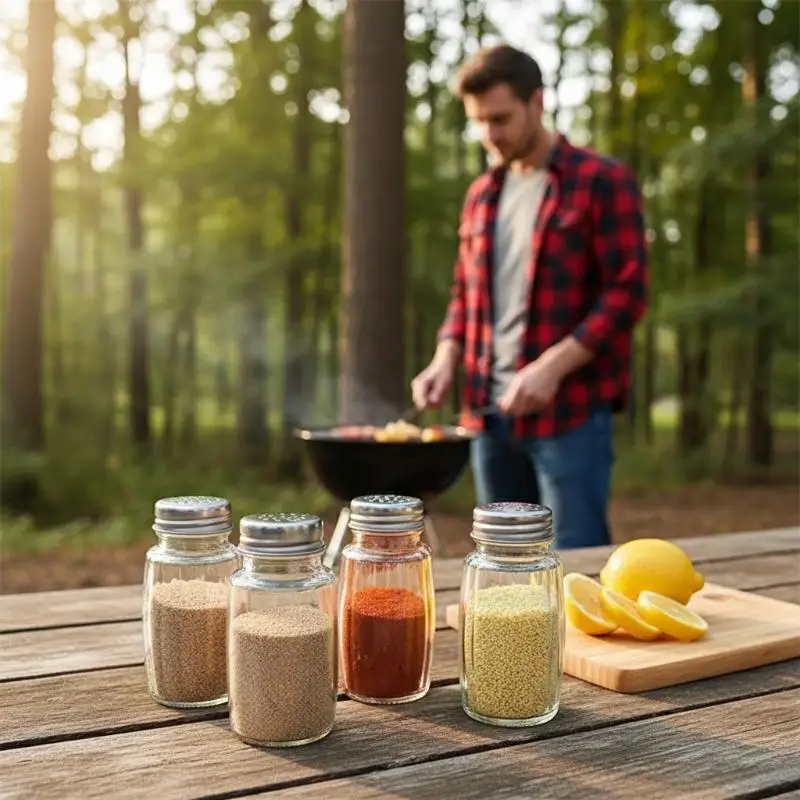 Kitchen Clear Glass Spice Bottle Barbecue Seasoning Bottle With Lid Salt Pepper Shaker Pepper Shaker Mini Seasoning Jar Set - view 2