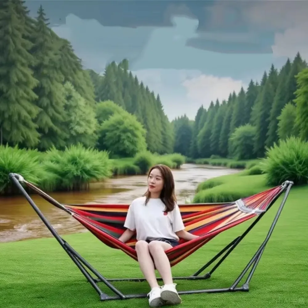 Suspension Support for Adults Folding Iron Frame Outdoor Use Imported Support Pole Swing Design Metal Construction