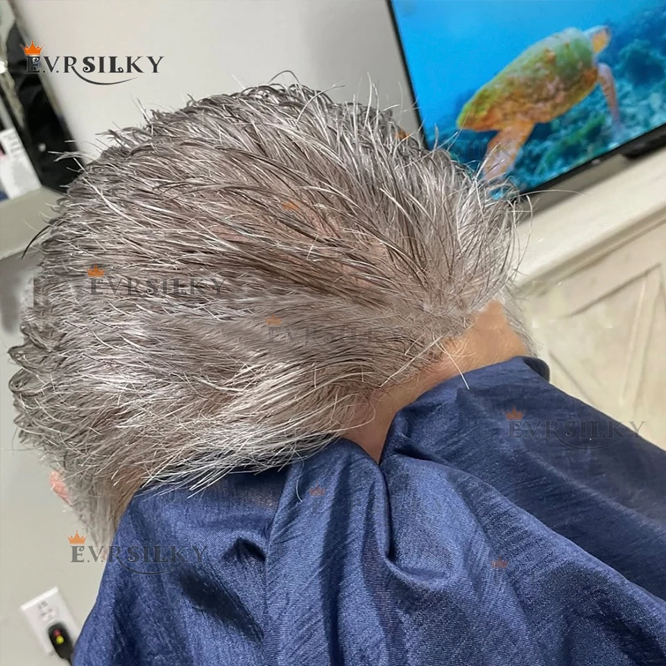 

Белый Серый 1B80 Натуральный 0,02 мм Супертонкая кожа 80% Плотность Мужской парик Коричневый Блондин # 540 # Капиллярная система протеза человеческих волос 20,