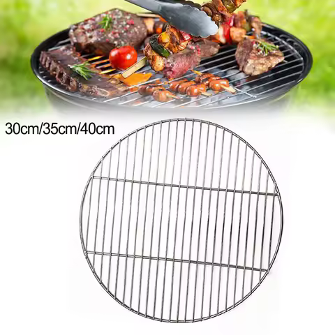 1pc 30/35/40cm Stainless Steel Round Grid Net Barbecue Round Cooling Baking Rack BBQ Grid For Outdoor Barbecue Camping Picnic