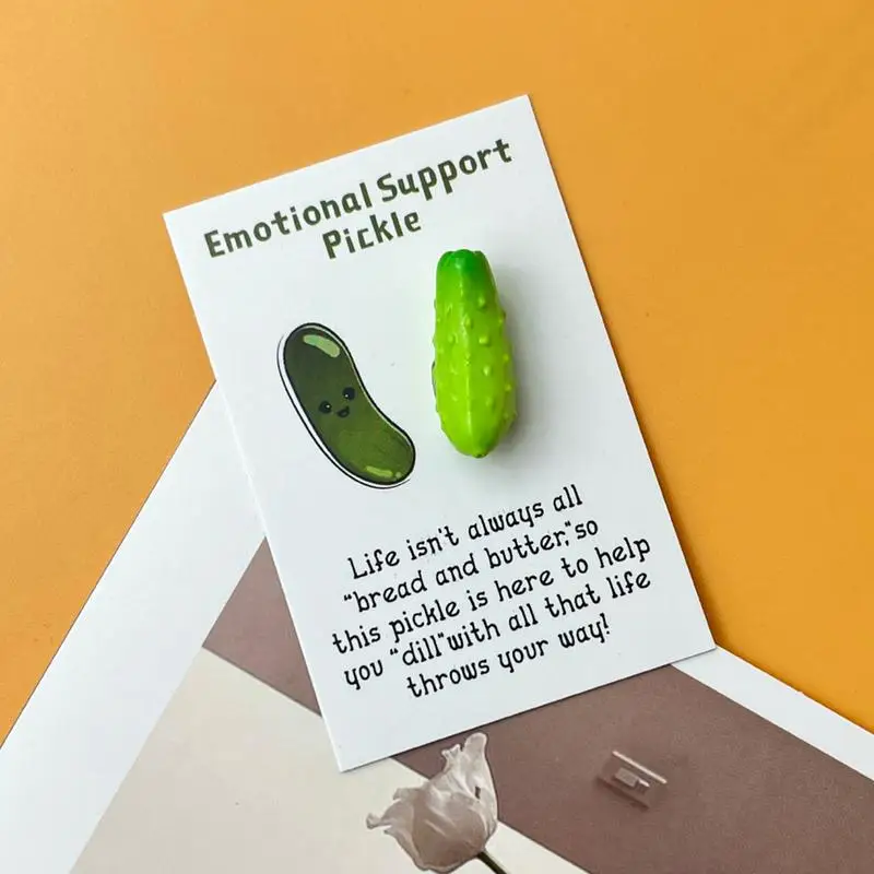 Pocket Hugs Greeting Cards 3X Pickle Positive Hug Token Card Emotional Support Hug Token Little Resin Pocket Hug Card For