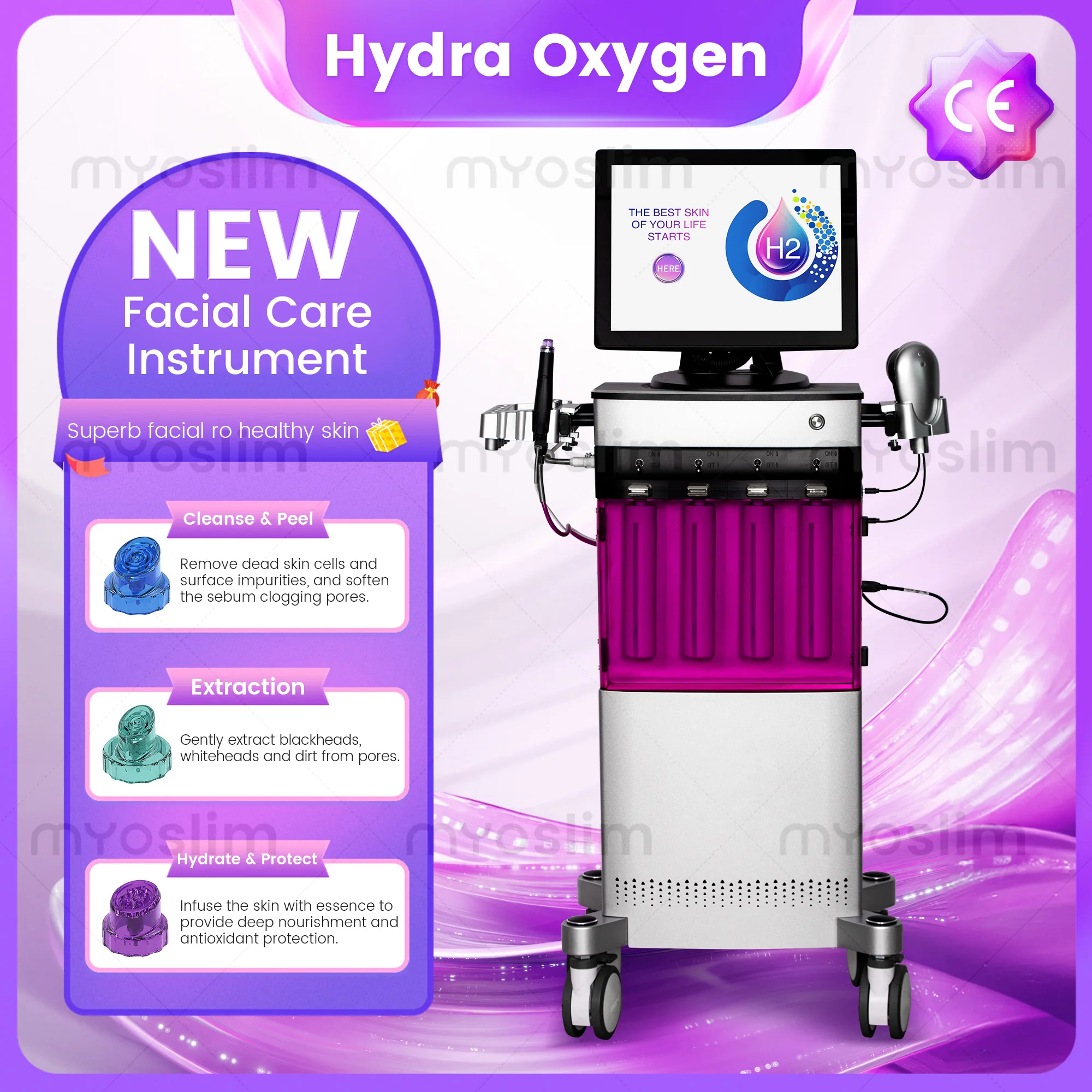 

Hydra Oxygen Facial Care Instrument: New Upgraded 3-Step Skin Solution cleansing & peeling, gentle extraction, and hydrating