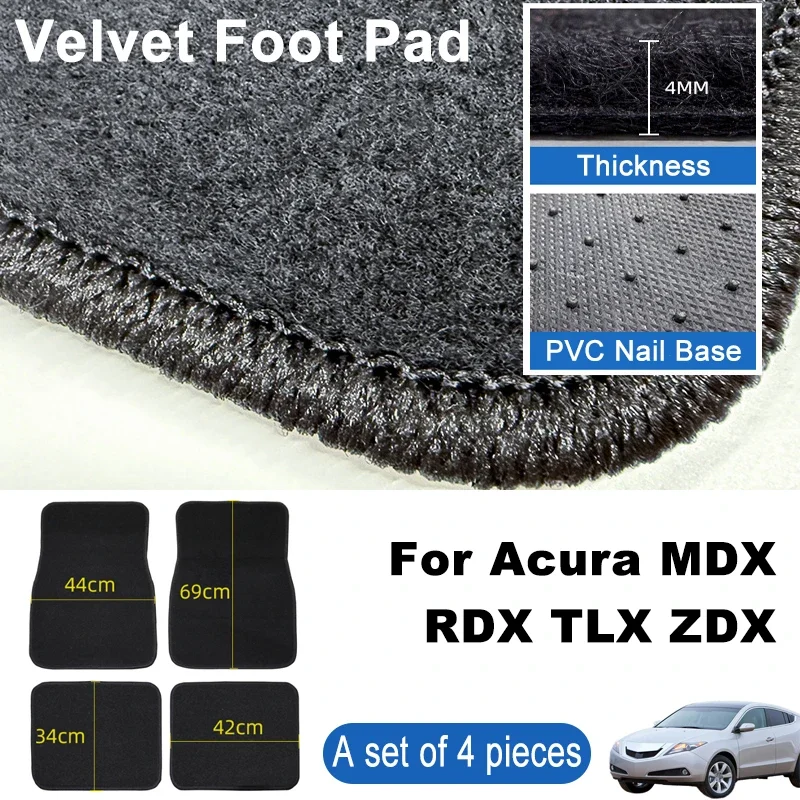 

For Acura MDX RDX TLX ZDX Car Floor Mats Black Non-Slip 4Pcs Front & Rear Foot Mats Carpets Rugs Auto Interior Accessories