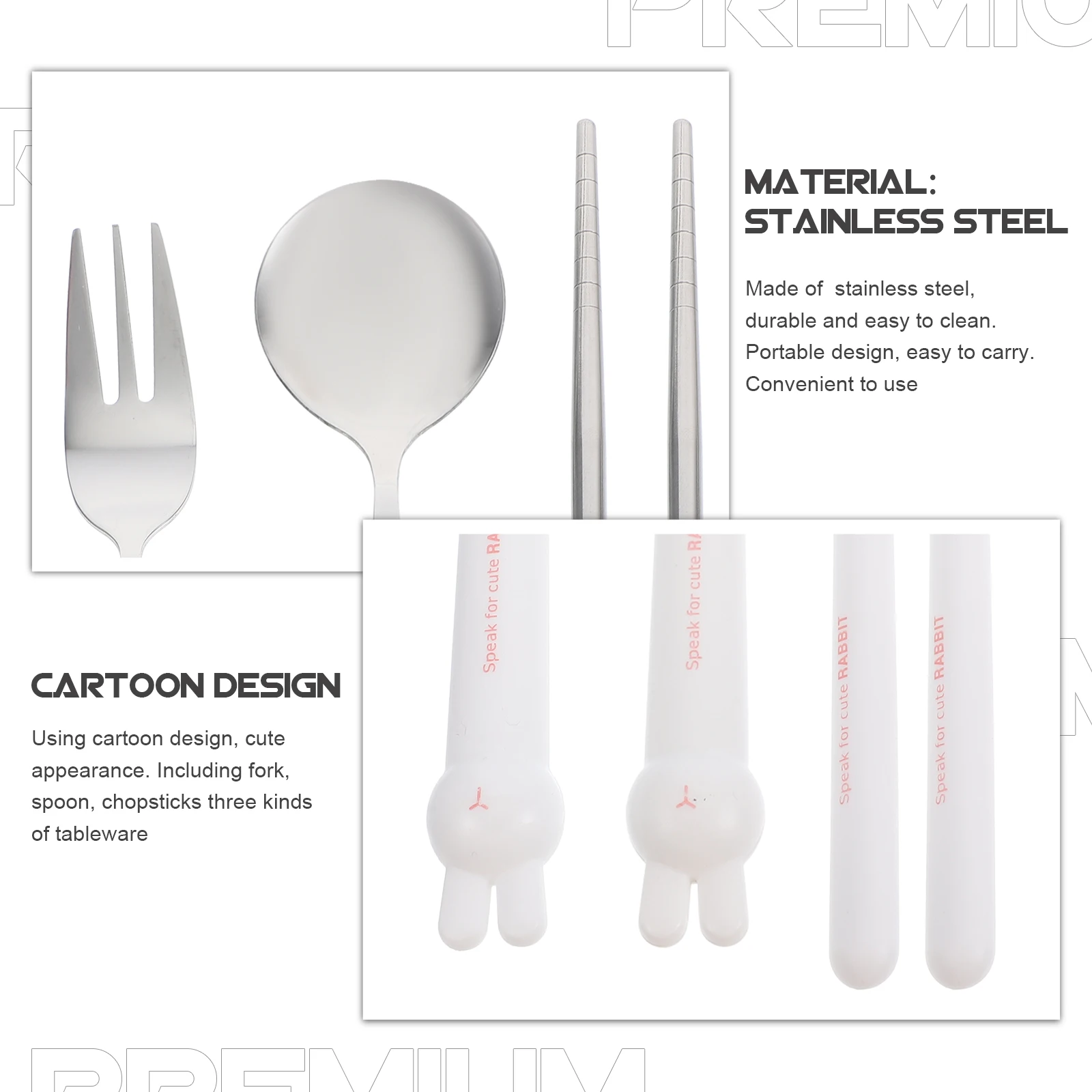 

1 set Portable Cutlery Set Stainless Steel Fork Spoon Chopsticks Pink Travel Dining Utensils Easy Clean Reusable Storage