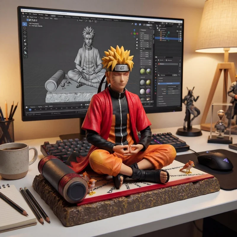 Anime NARUTO Naruto Uzumaki Schriftrolle Meditations-Handmodell Desktop-Dekoration Zweidimensional Hochwertig Geburtstagsgeschenk