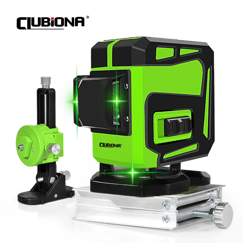 Clubiona IE12C set with 360 Rotary Base Green Beam Cross Line Laser Level 3D Self-Leveling Cross Line Laser With Remote Control