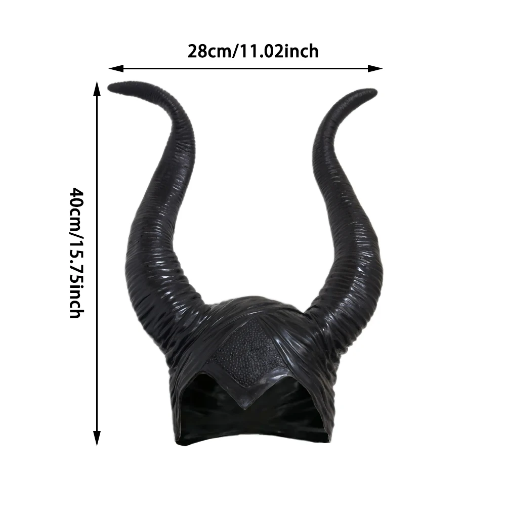 Queen/Women Demon Black Large Horn Tiara Hat Head Cover Maleficent Witch Headgear Movie Peripheral Halloween Cosplay Party Props