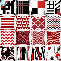 Fodera per cuscino geometrica rossa 45 x45 federa Decor cuscino per divano federa in poliestere federa per decorazioni per la casa
