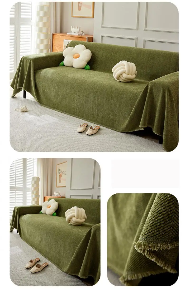 Einfaches Chenille-Sommer-Sofa-Handtuch Einfarbig Multifunktionales Dekoratives Heim-Sofa-Handtuch Sommer Universelle Sofa-Abdeckungen – Detail 10